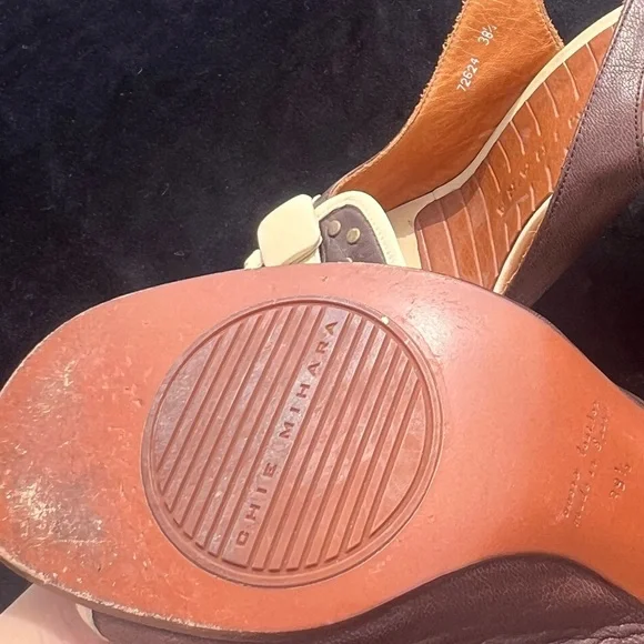 Chie Mihara Vintage Style Leather Slingback Block Heel Shoes Size 38.25 or US 7 - Picture 8 of 8